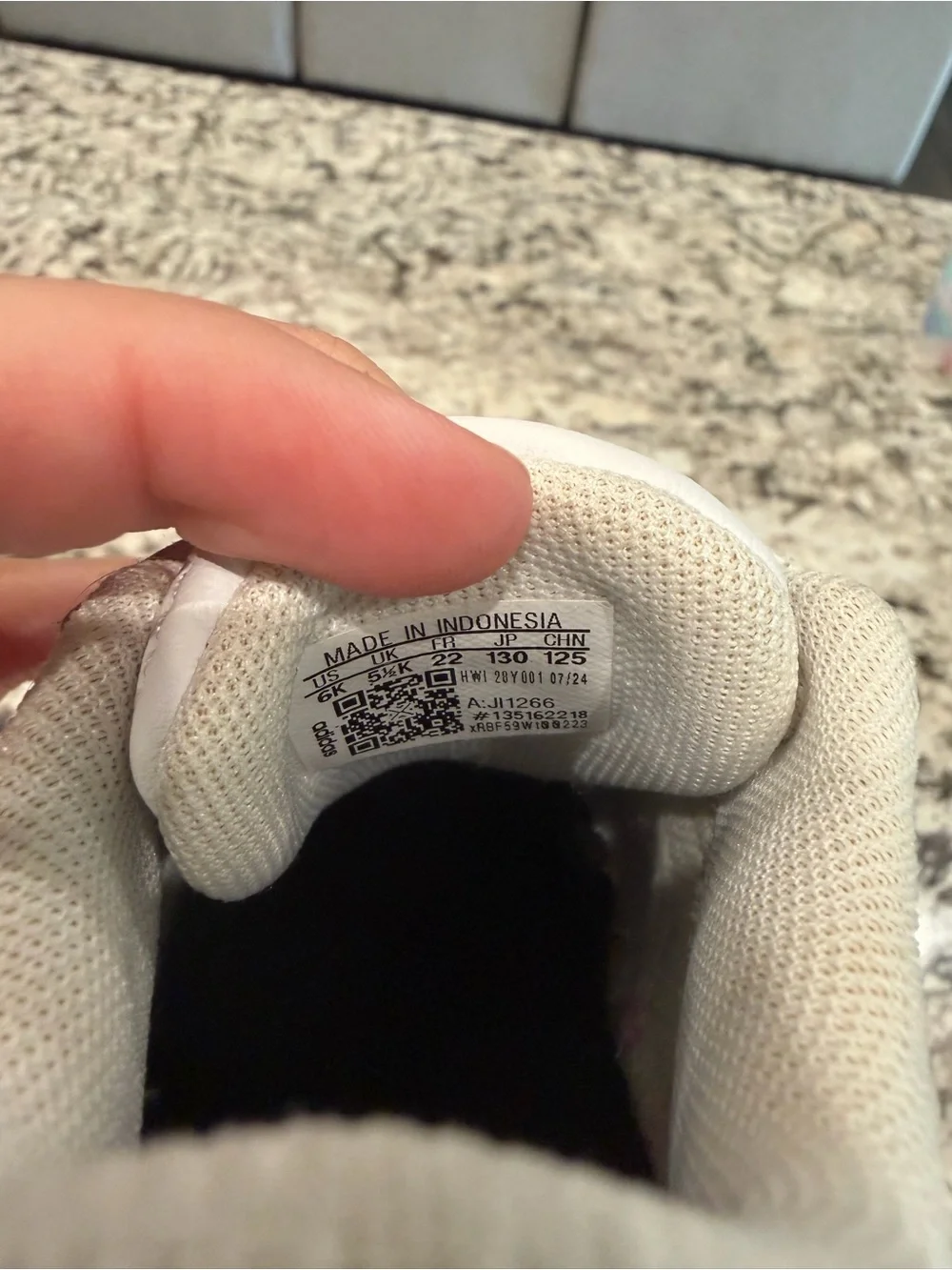 adidas Kids White and Beige Velcro Sneakers with Gum Sole and Pink Logo